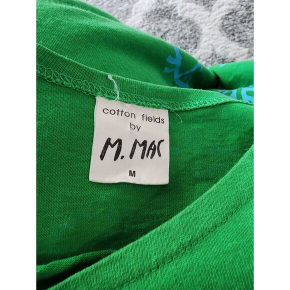 Cotton Fields By M. Mac Cotton Green Blue Fish Sun Long Dress Medium - Picture 6 of 6